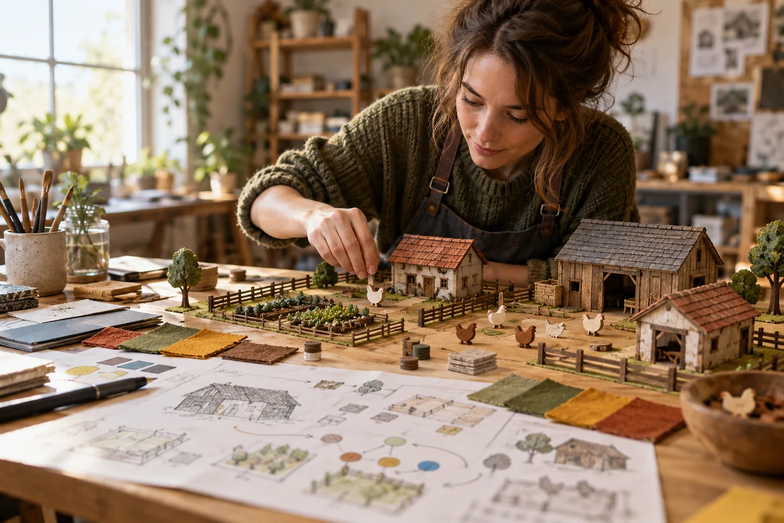 Equipa a planear a economia e os cenários de um jogo de quinta Equipa a planear a economia e os cenários de um jogo de quinta